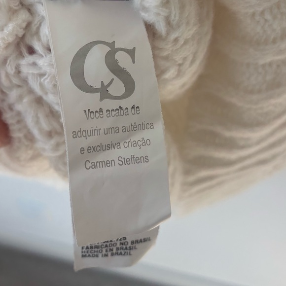 Carmen Steffens Maison White Cream Chunky Knit Sweater Dress Turtle Neck NWT - Picture 11 of 12